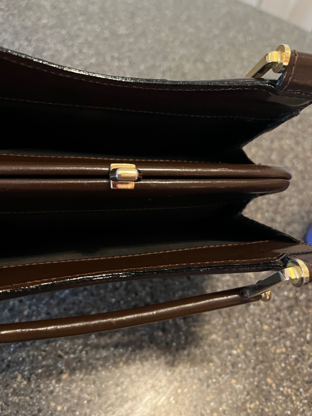 Vintage Lefcort Top-Handle Bag in Dark Brown with Gold Hardware - Picture 8 of 8